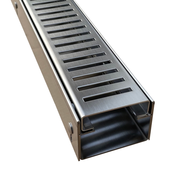 Edelstahlentwässerungsrinnen Bauhöhe 60 bis 80mm, Rost Schlitzdesign SET Typ 4